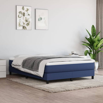 Box spring bed with mattress blue 140x200 cm fabric