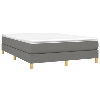 Box spring bed with mattress dark grey 140x200 cm fabric