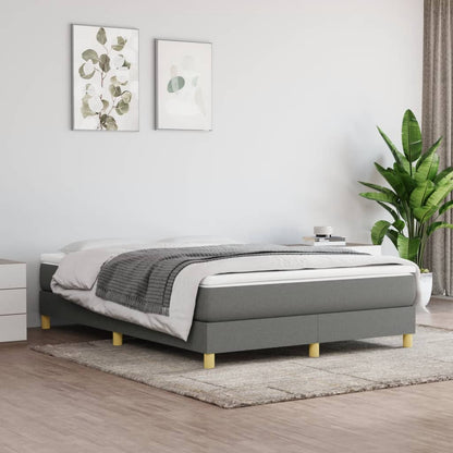 Box spring bed with mattress dark grey 140x200 cm fabric