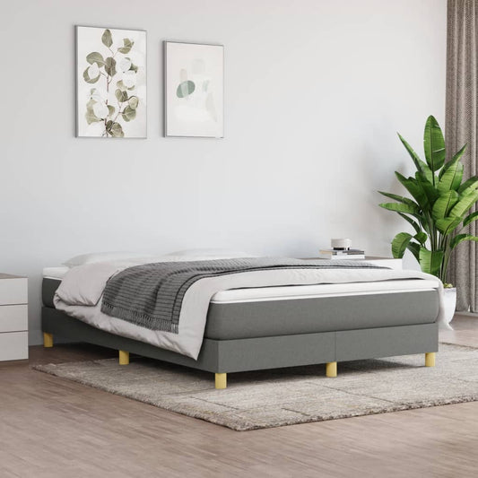 Box spring bed with mattress dark grey 140x200 cm fabric