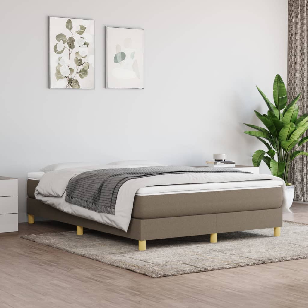 Box spring bed with mattress taupe 140x200 cm fabric