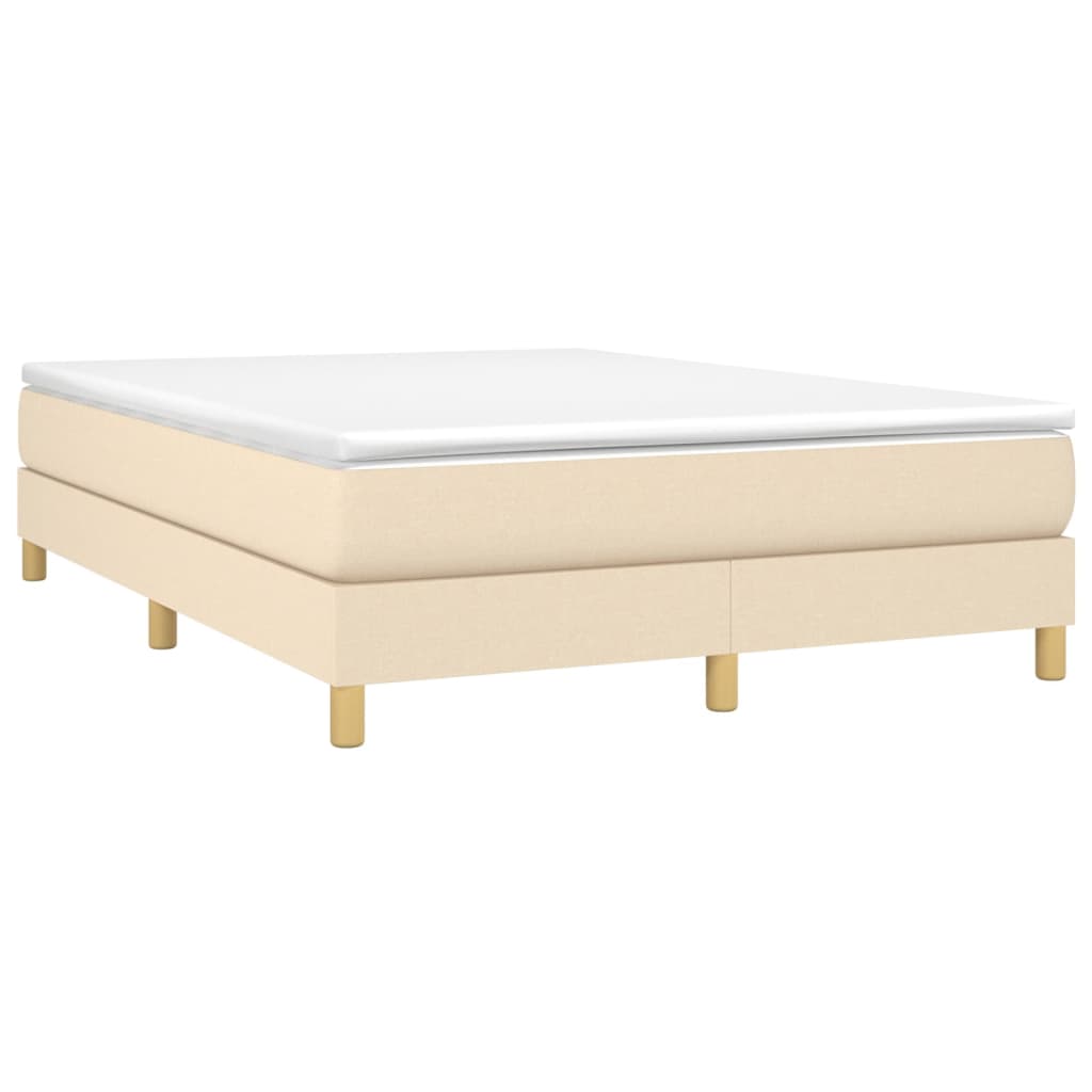 Box spring bed with mattress cream 140x200 cm fabric