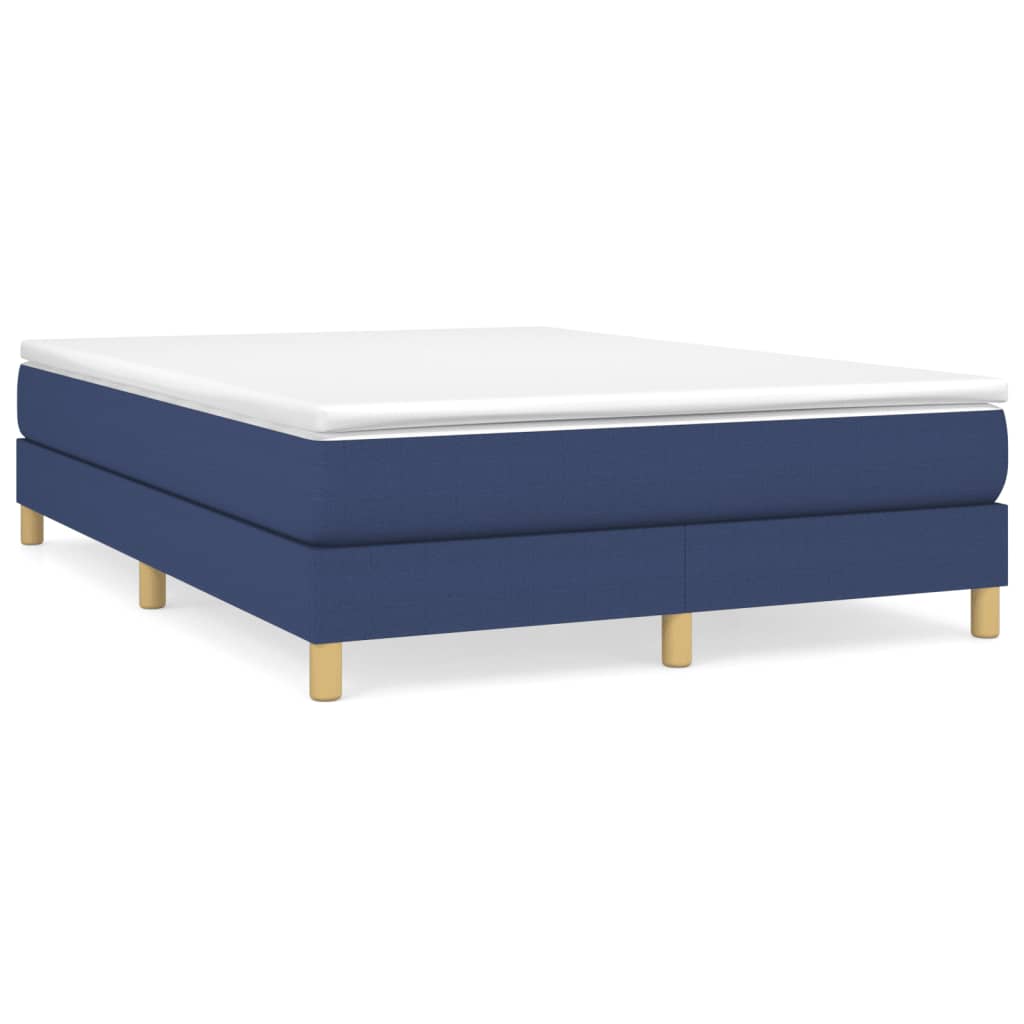 Box spring bed with mattress blue 140x200 cm fabric