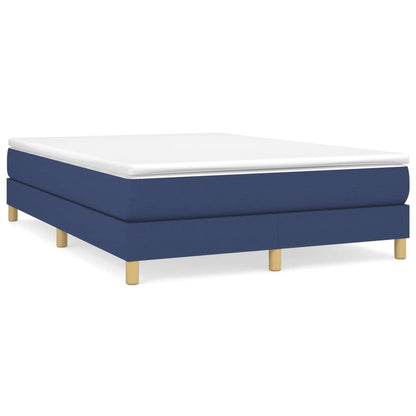 Box spring bed with mattress blue 140x200 cm fabric