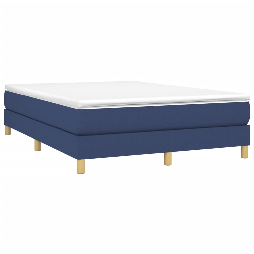 Box spring bed with mattress blue 140x200 cm fabric