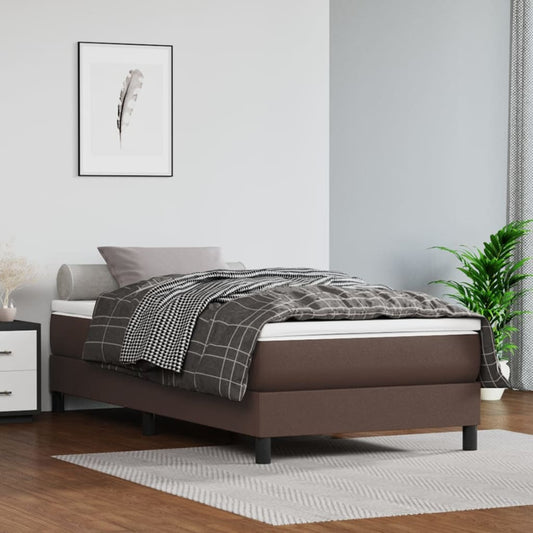 Boxspringbett mit Matratze Braun 90x200 cm Kunstleder