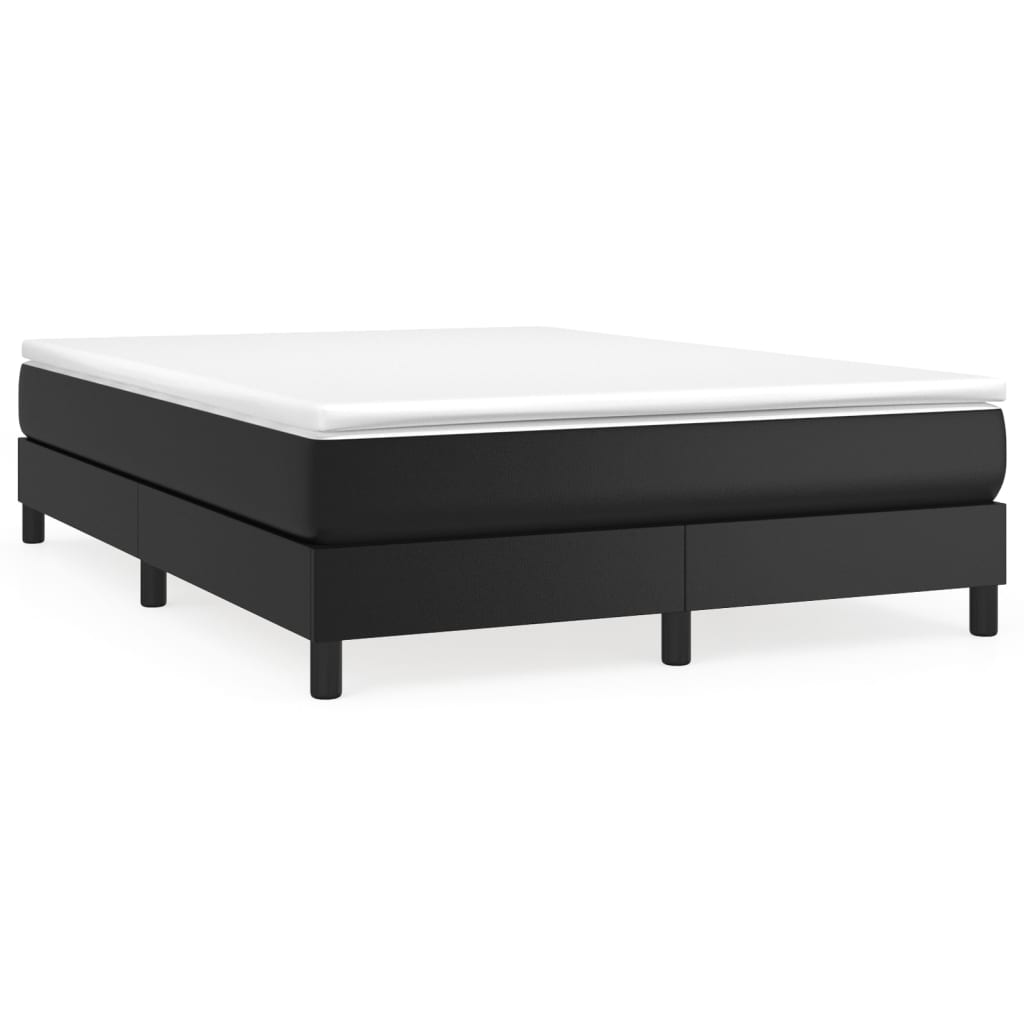 Box spring bed with mattress black 140x200 cm artificial leather