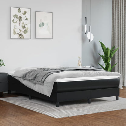 Box spring bed with mattress black 140x200 cm artificial leather