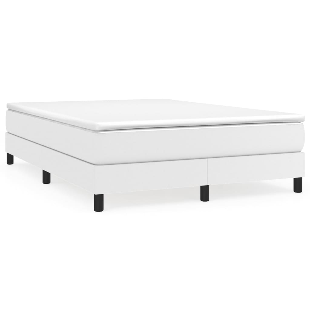 Box spring bed with mattress white 140x200 cm artificial leather