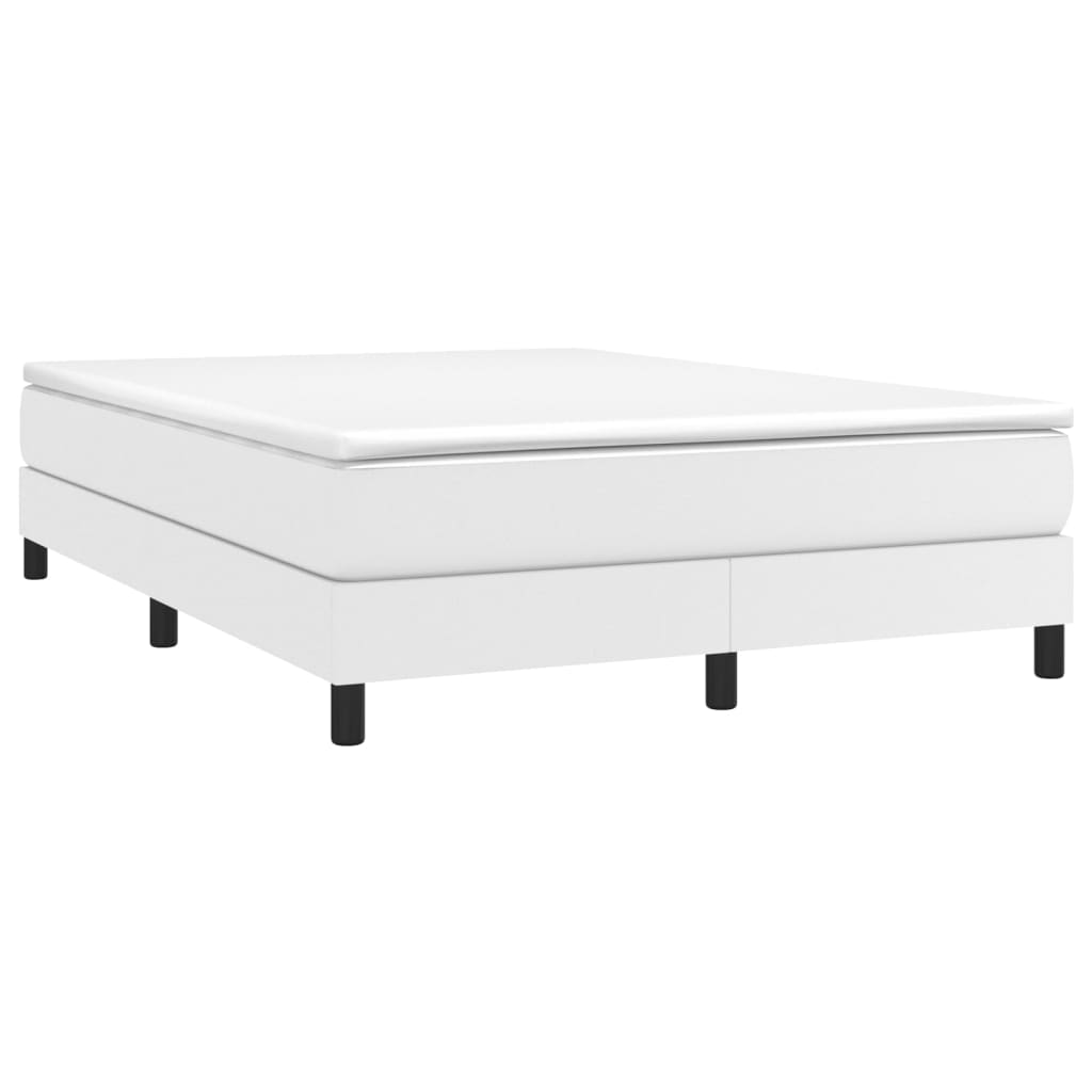 Box spring bed with mattress white 140x200 cm artificial leather