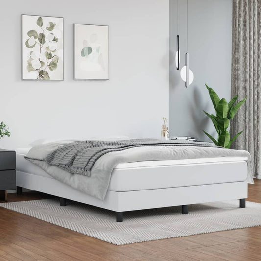 Box spring bed with mattress white 140x200 cm artificial leather