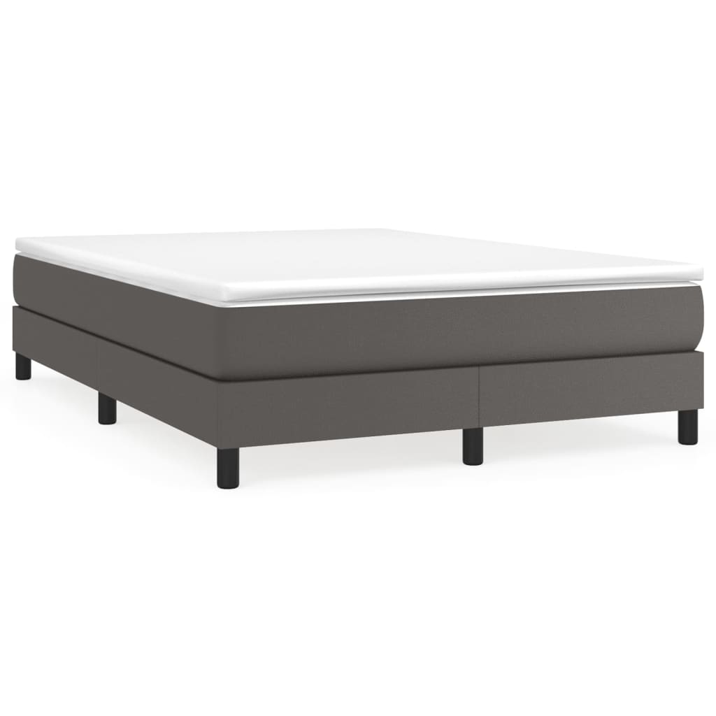 Box spring bed with mattress grey 140x200 cm artificial leather