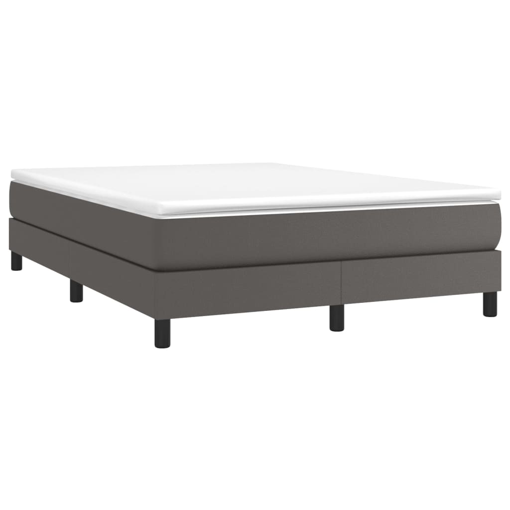 Box spring bed with mattress grey 140x200 cm artificial leather