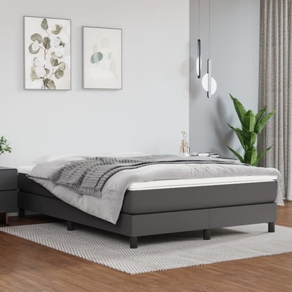 Box spring bed with mattress grey 140x200 cm artificial leather