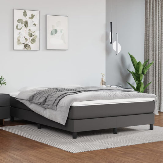 Box spring bed with mattress grey 140x200 cm artificial leather