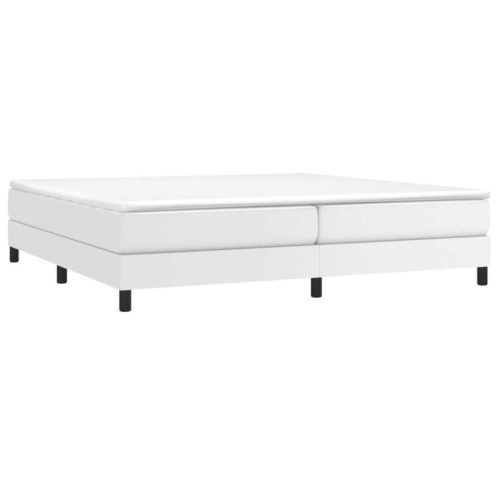 Box spring bed with mattress white 200x200 cm artificial leather
