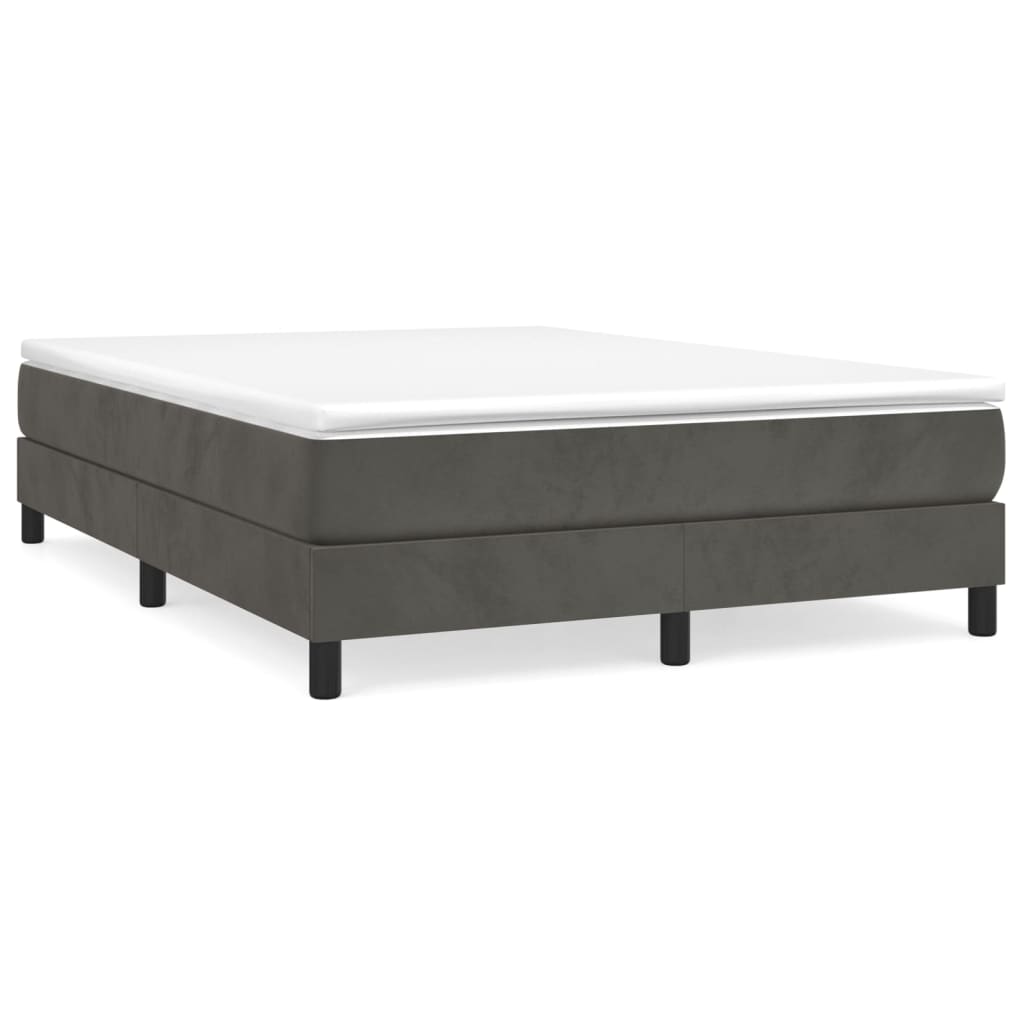 Box spring bed with mattress dark grey 140x200 cm velvet