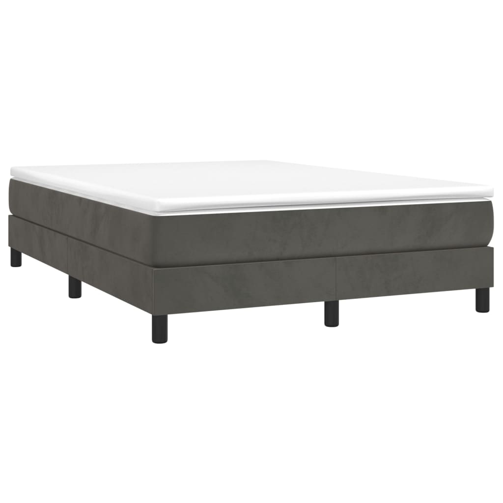 Box spring bed with mattress dark grey 140x200 cm velvet