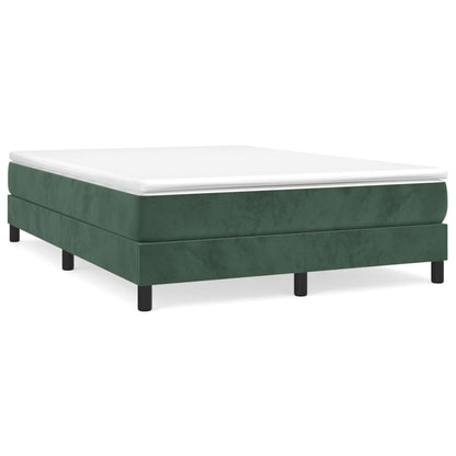 Box spring bed with mattress dark green 140x200 cm velvet