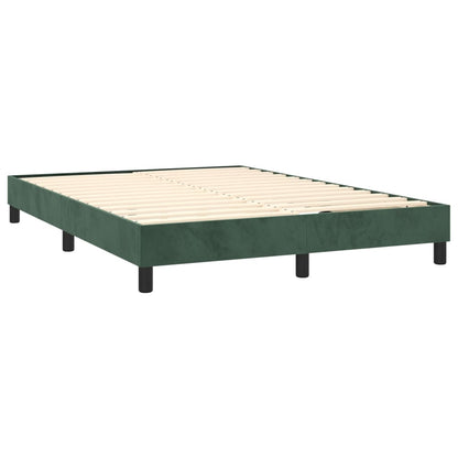 Box spring bed with mattress dark green 140x200 cm velvet