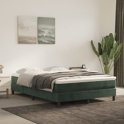 Box spring bed with mattress dark green 140x200 cm velvet