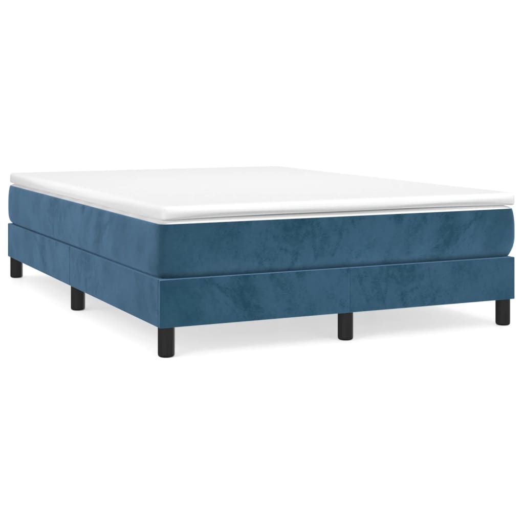 Box spring bed with mattress dark blue 140x200 cm velvet