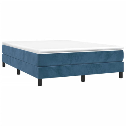 Box spring bed with mattress dark blue 140x200 cm velvet