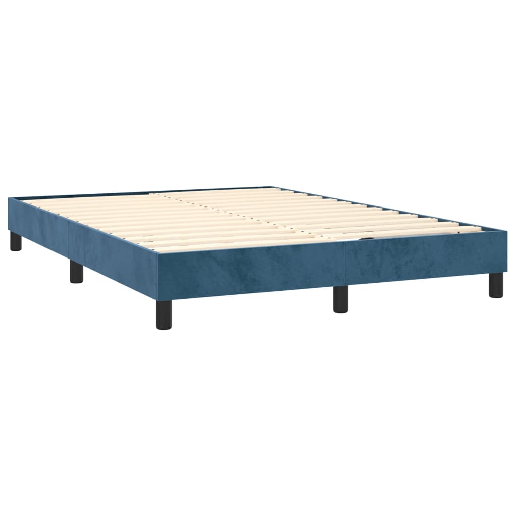 Box spring bed with mattress dark blue 140x200 cm velvet