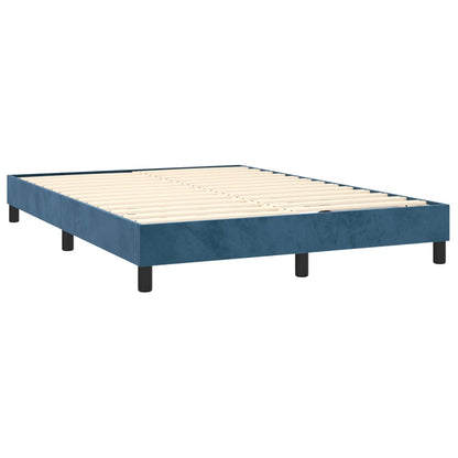 Box spring bed with mattress dark blue 140x200 cm velvet