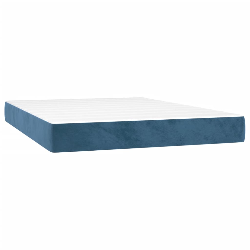 Box spring bed with mattress dark blue 140x200 cm velvet