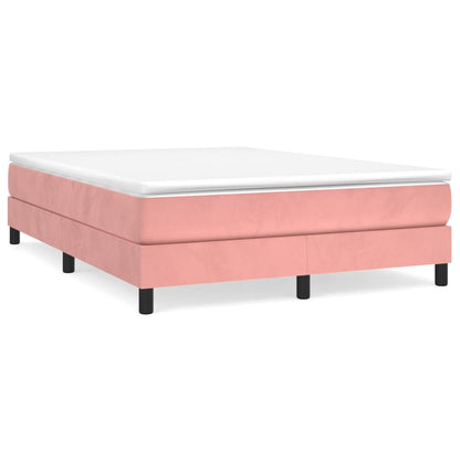 Box spring bed with mattress pink 140x200 cm velvet