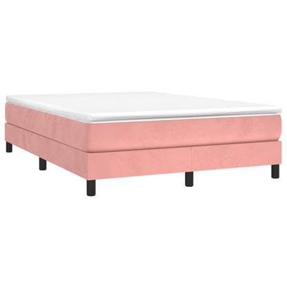 Box spring bed with mattress pink 140x200 cm velvet