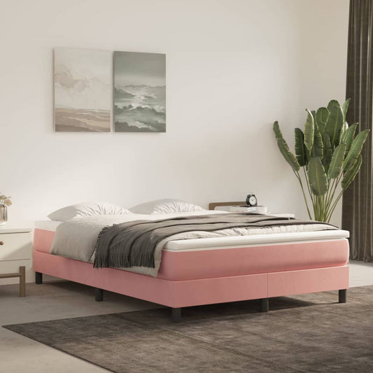Box spring bed with mattress pink 140x200 cm velvet