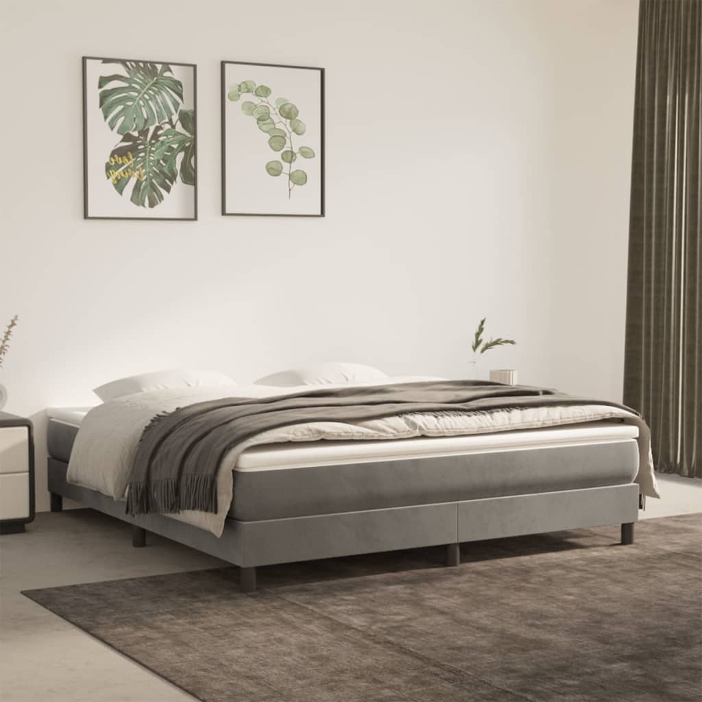 Box spring bed with mattress light grey 180x200 cm velvet
