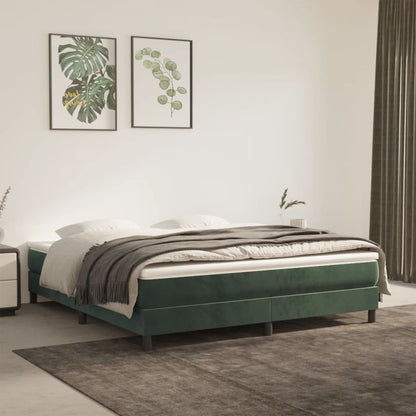 Box spring bed with mattress dark green 180x200 cm velvet