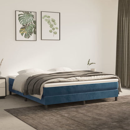 Box spring bed with mattress dark blue 180x200 cm velvet
