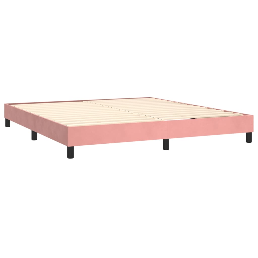 Box spring krevet s ružičastim baršunastim madracem 180x200 cm