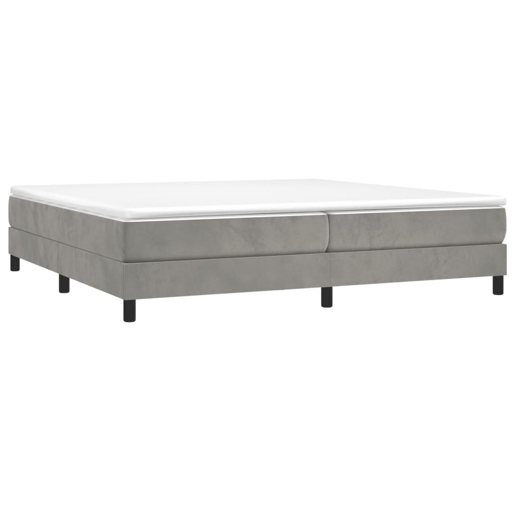 Box spring bed with mattress light grey 200x200 cm velvet