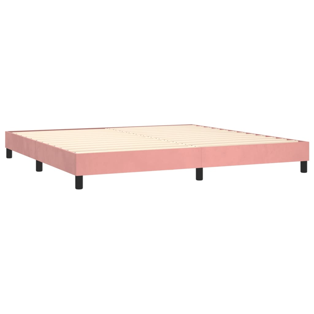 Box spring krevet s ružičastim baršunastim madracem 200x200 cm