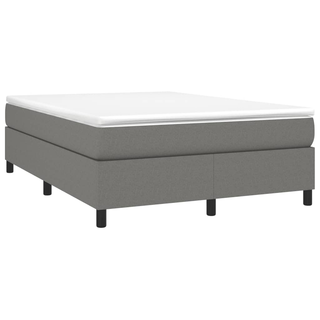 Box spring bed with mattress dark grey 140x200 cm fabric