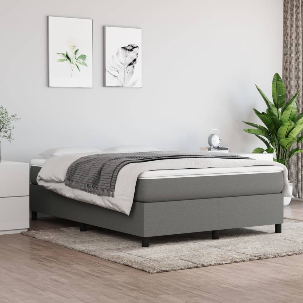 Box spring bed with mattress dark grey 140x200 cm fabric