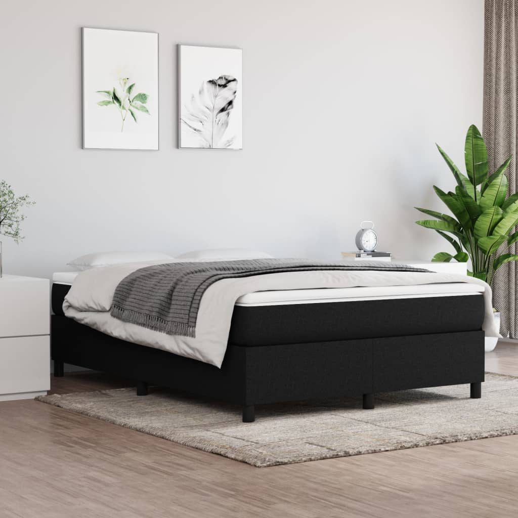 Box spring bed with mattress black 140x200 cm fabric