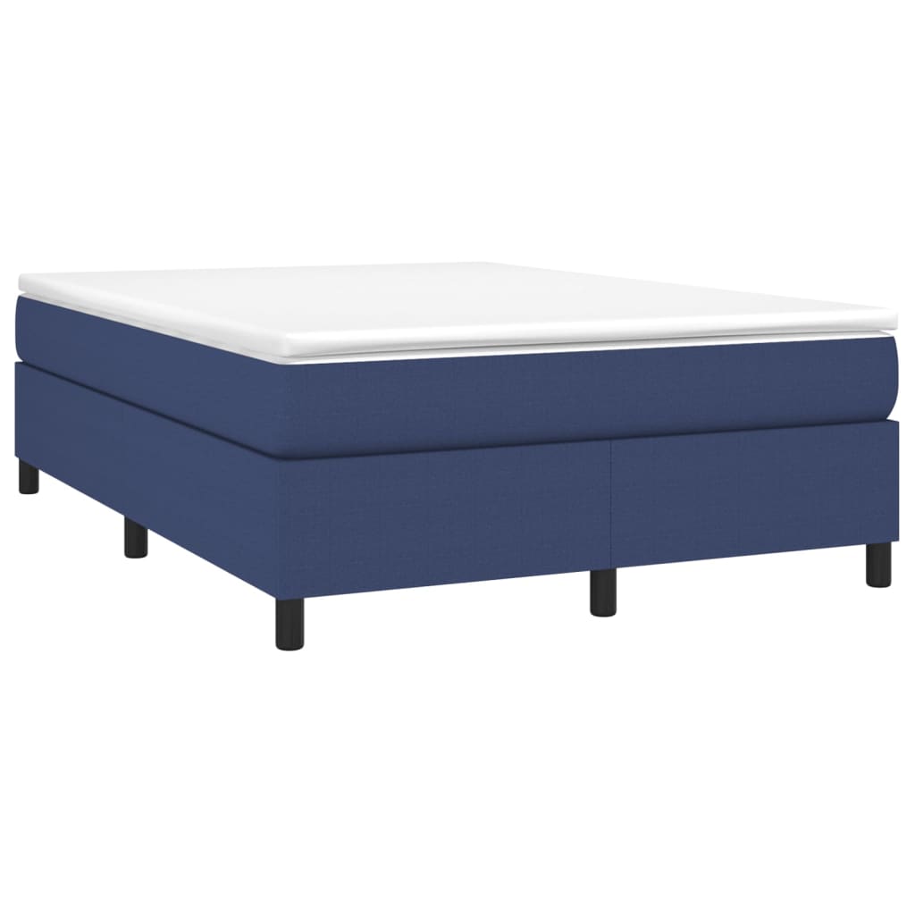 Box spring bed with mattress blue 140x200 cm fabric