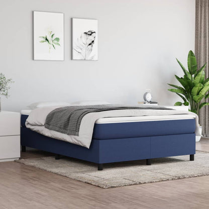 Box spring bed with mattress blue 140x200 cm fabric