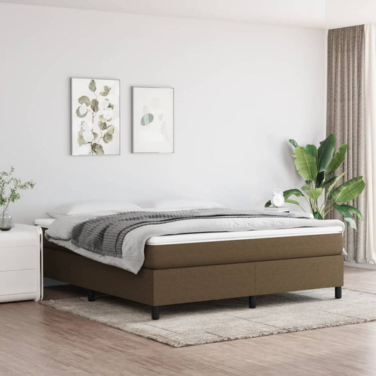 Box spring bed with mattress dark brown 180x200 cm fabric