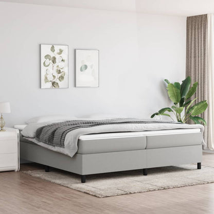 Box spring bed with mattress light grey 200x200 cm fabric