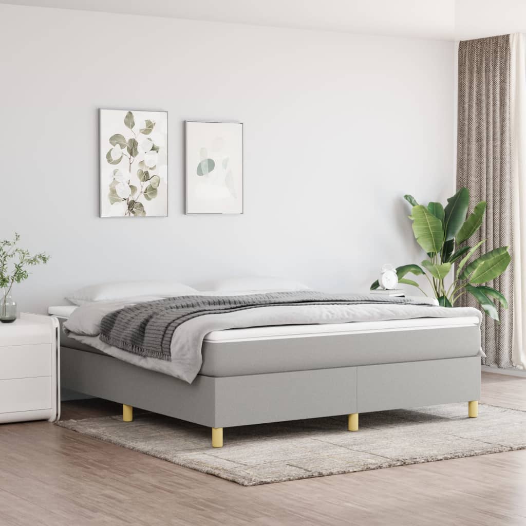 Box spring krevet s madracem svijetlo siva tkanina 180x200 cm
