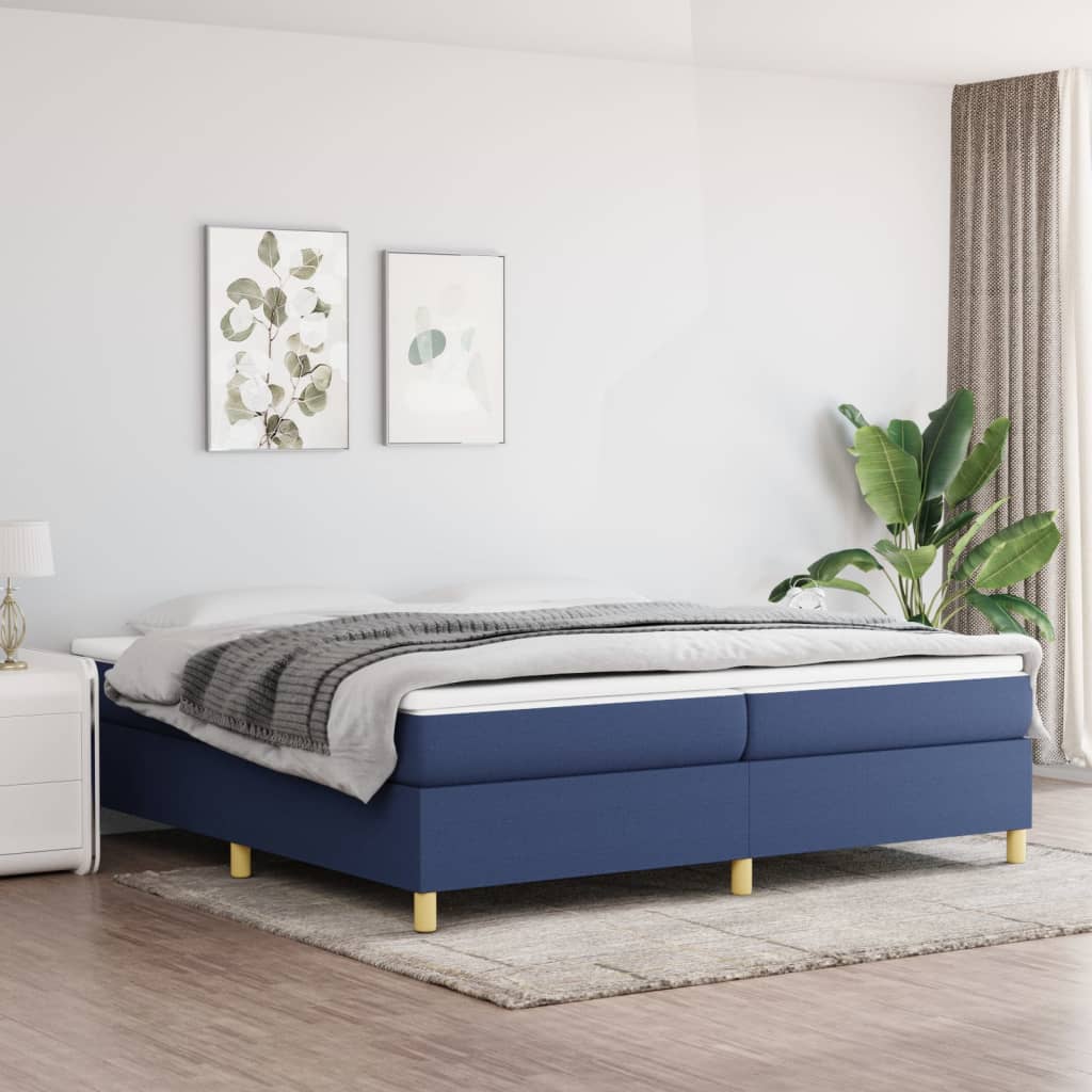Box spring krevet s madracem plava 200x200 cm tkanina