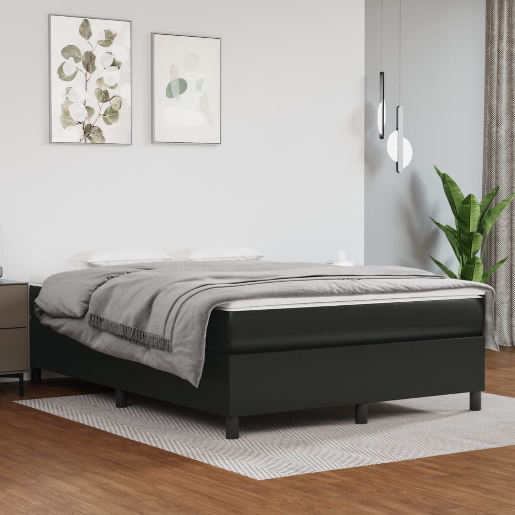 Box spring bed with mattress black 140x200 cm artificial leather