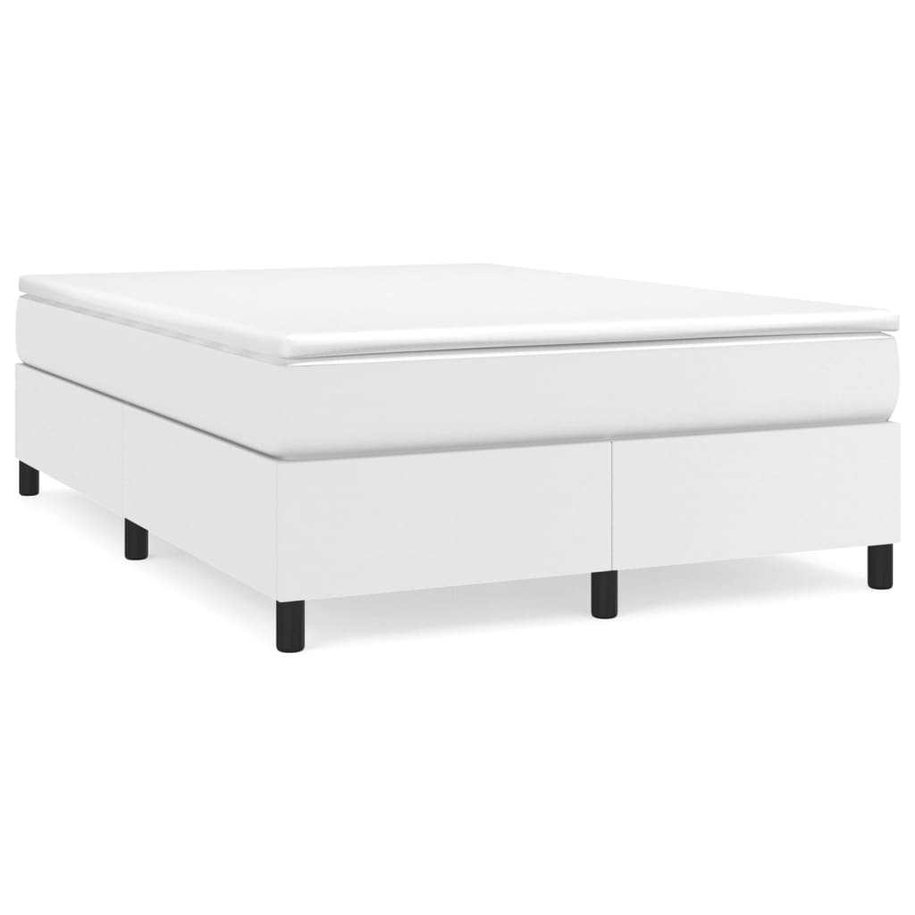 Box spring bed with mattress white 140x200 cm artificial leather